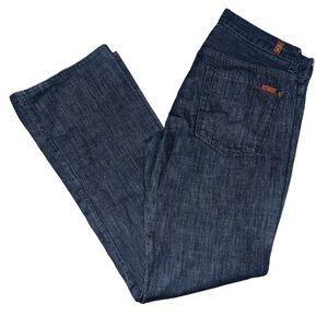 7 For All Mankind Blue Straight-Leg Denim Pants Brett Jean